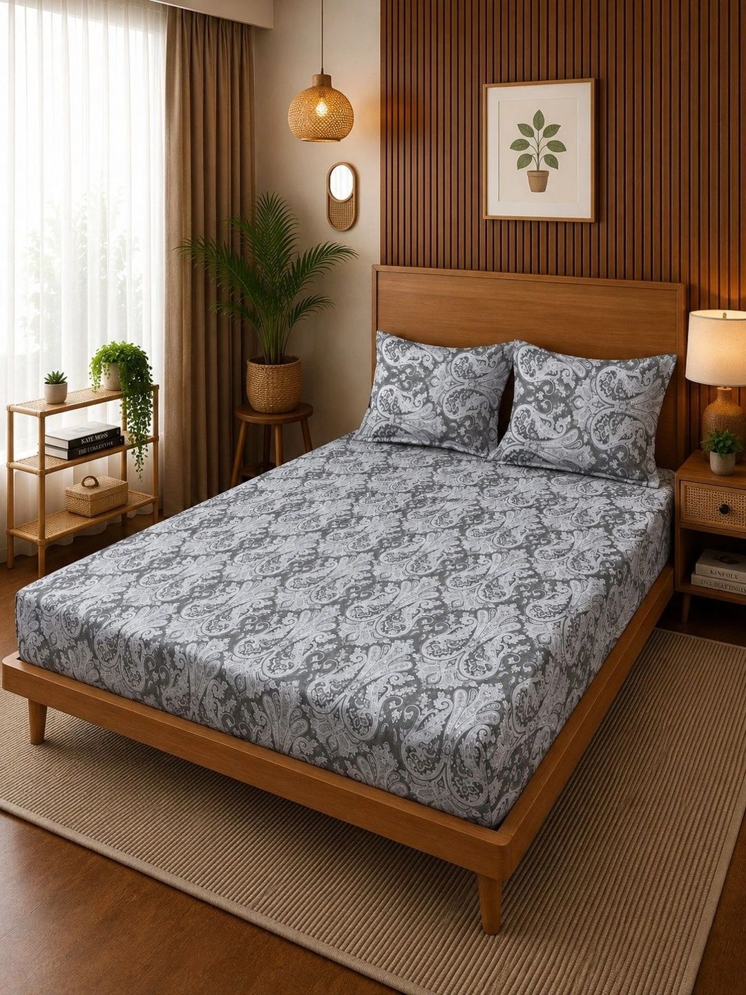 Moda Rapido X KLOTTHE Cadar Bunga Hijau Zaitun 400 TC dengan 2 Sarung Bantal