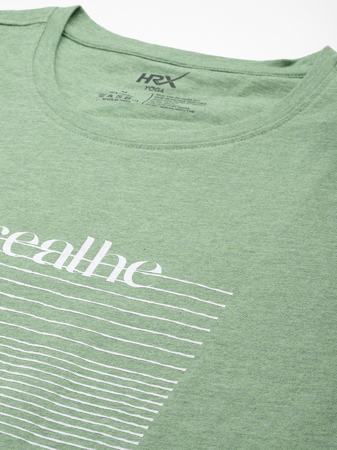HRX by Hrithik Roshan Striped Pure Cotton Yoga T-shirt