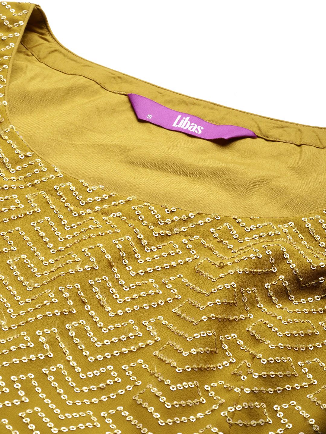Libas Women Embroidered Pleated Sequinned Kurta with Palazzos & With Dupatta
