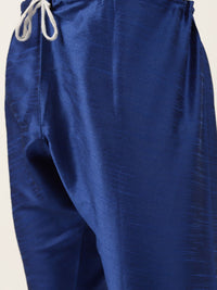 SOJANYA Men Navy Blue Solid Kurta Set With Printed Jacket