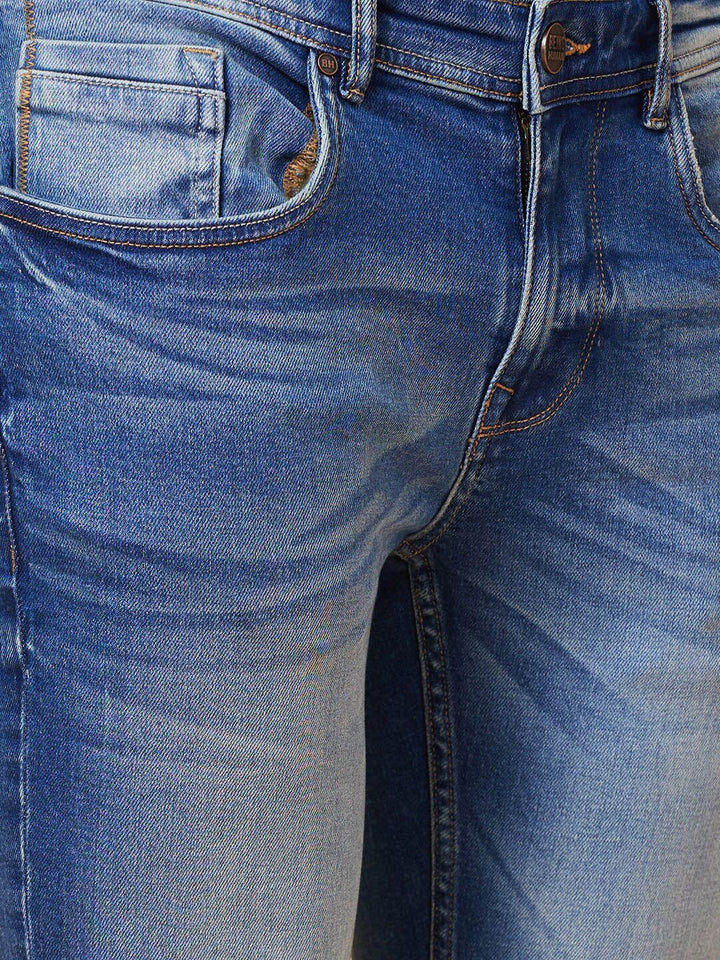 Being Human Men Mid Rise Clean Look Heavy Fade Cropped Jeans