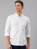 Thomas Scott Men White Slim Fit Cotton Casual  Shirt