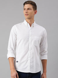 Thomas Scott Men White Slim Fit Cotton Casual  Shirt