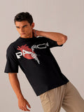 The Indian Garage Co Men Pure Cotton Typography Printed Oversized Round Neck T-shirt