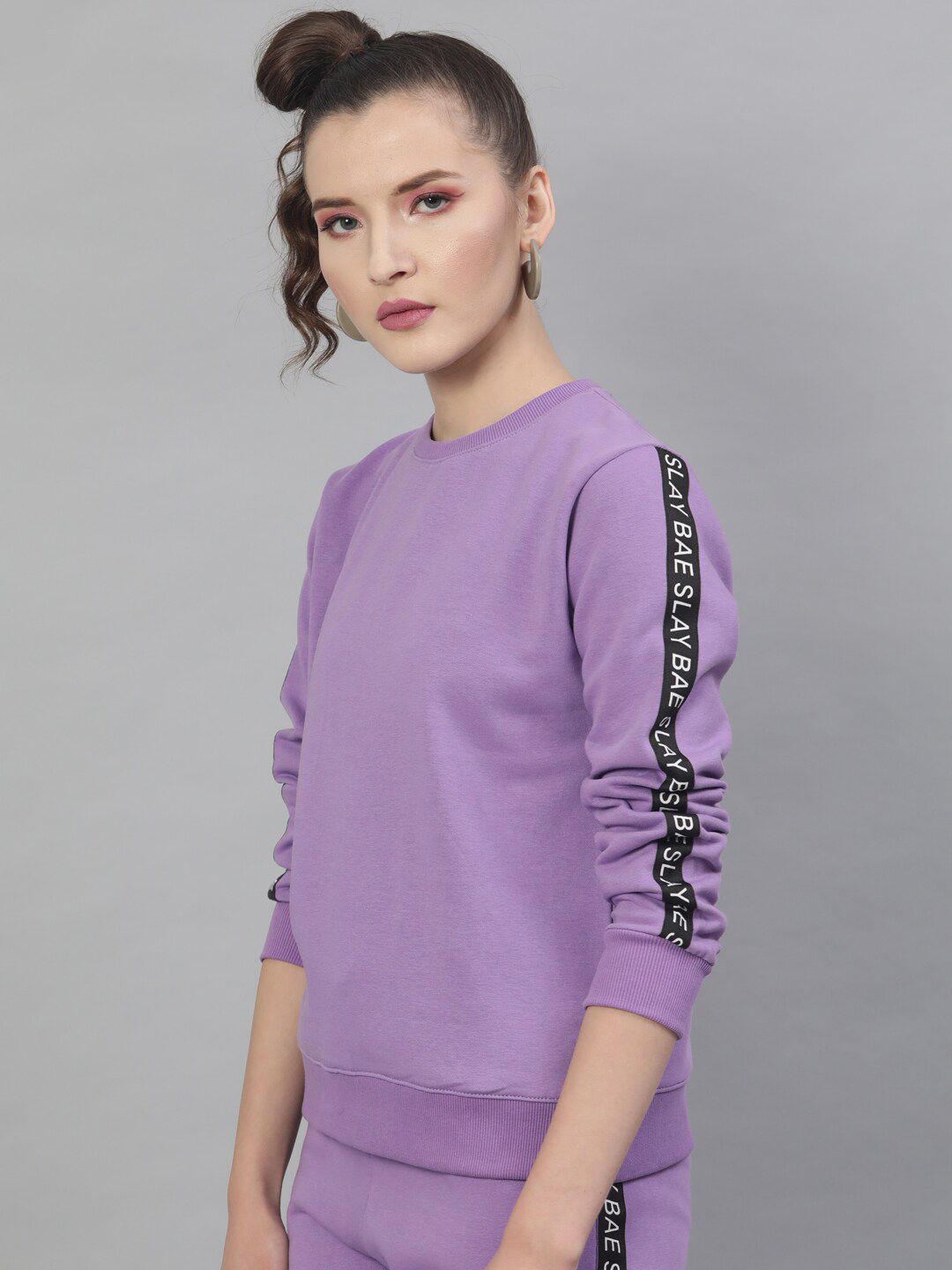 STREET 9 Women Lavender Solid Sweatshirt