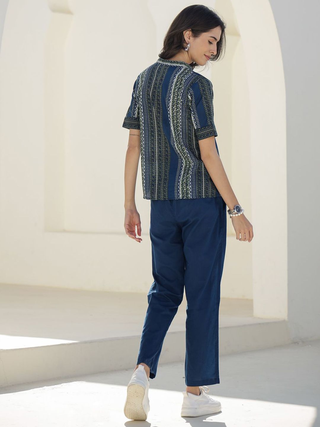 SANSKRUTIHOMES Women Printed Pure Cotton Top With Trousers Co-Ords