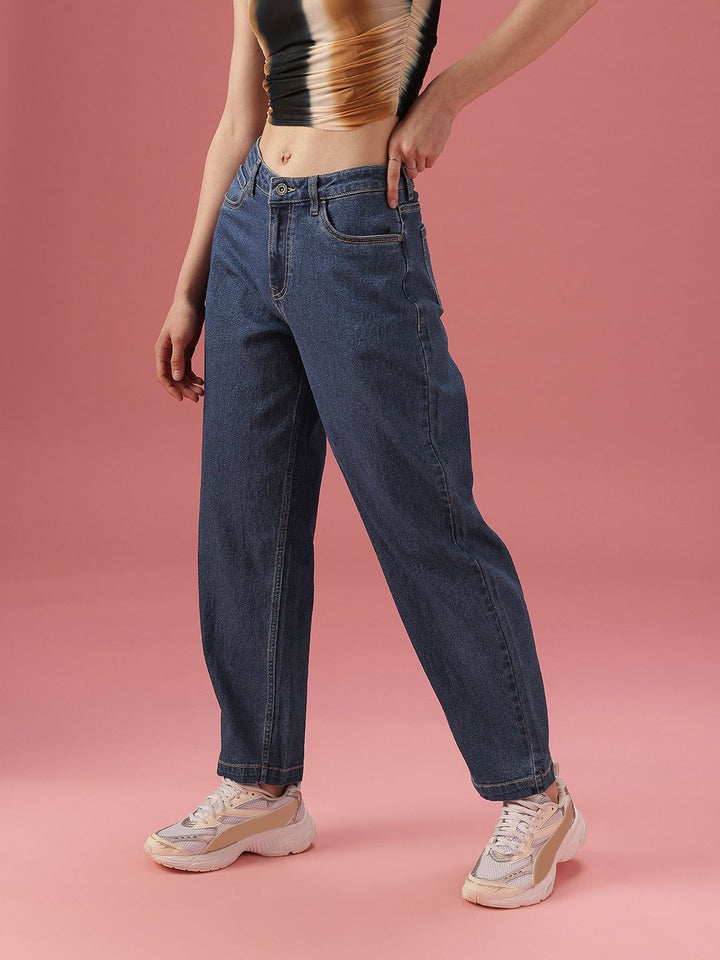 DressBerry Women Mom Fit High-Rise Light Fade Stretchable Jeans