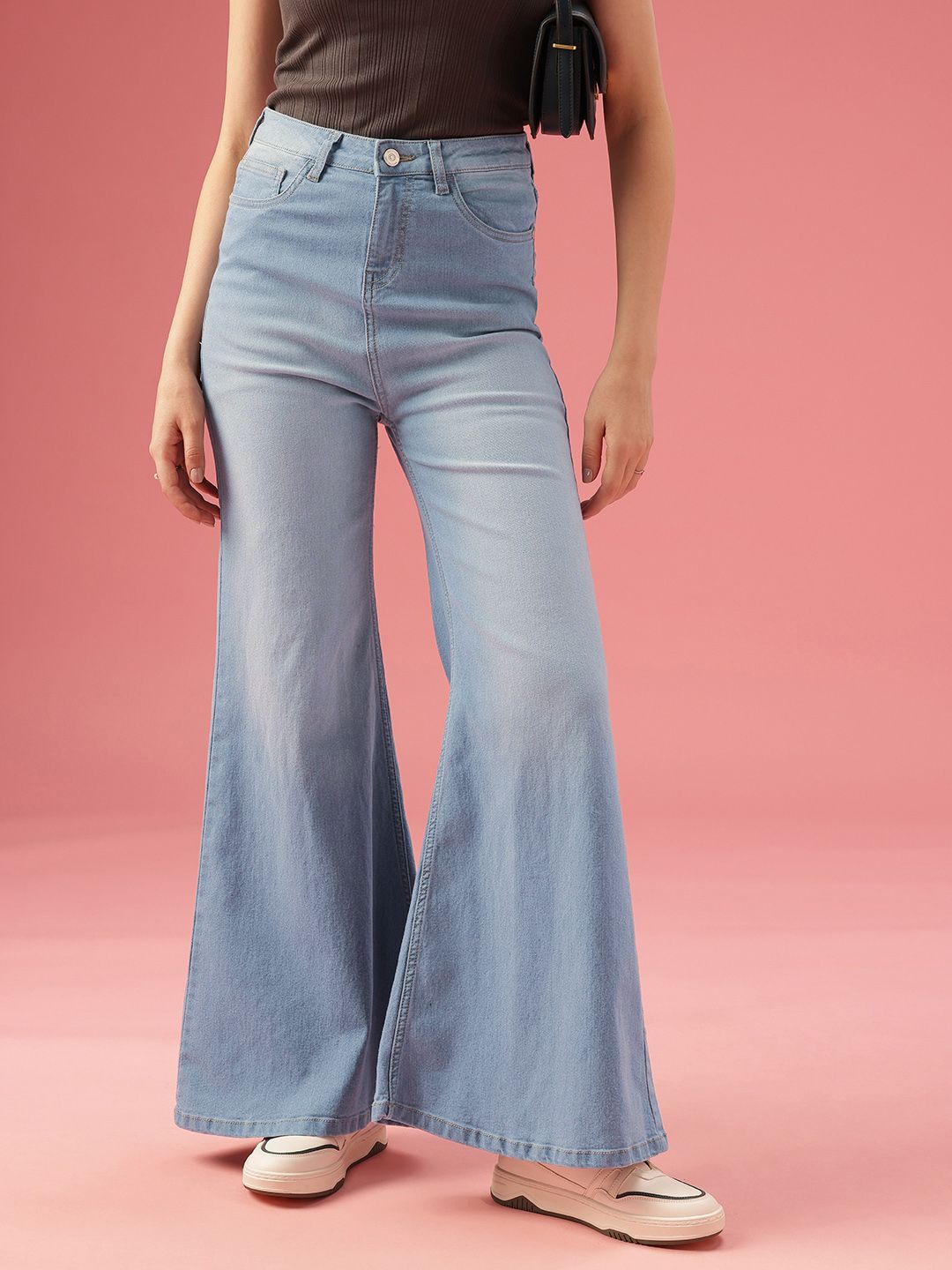 DressBerry Women Flared High-Rise Light Fade Stretchable Jeans