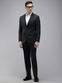 Park Avenue Checked Notched Lapel Single-Breasted Formal 2 Piece Suits