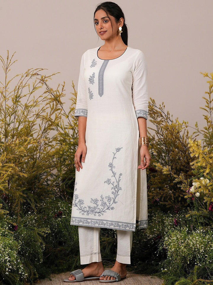 Libas Woven Design Regular Pure Cotton Kurta with Trousers &  Dupatta