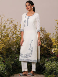 Libas Woven Design Regular Pure Cotton Kurta with Trousers &  Dupatta