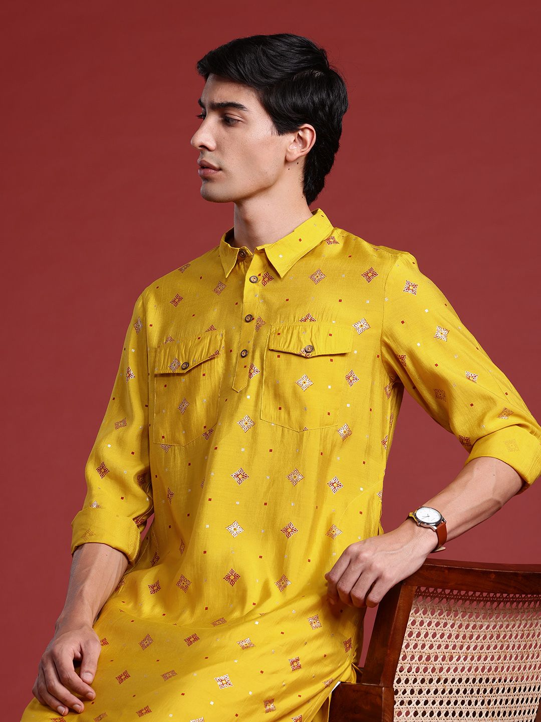 Anouk Men Ethnic Motifs Printed Regular Kurta with Salwar