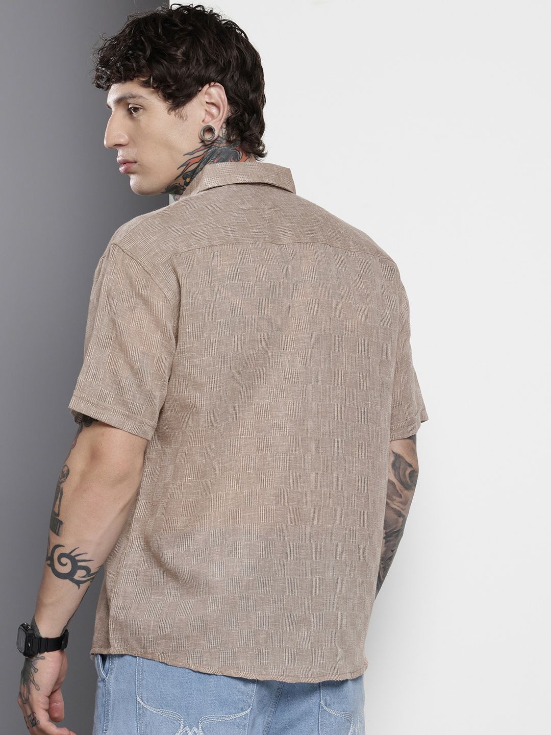 The Indian Garage Co Men Relaxed Fit Textured Shirt