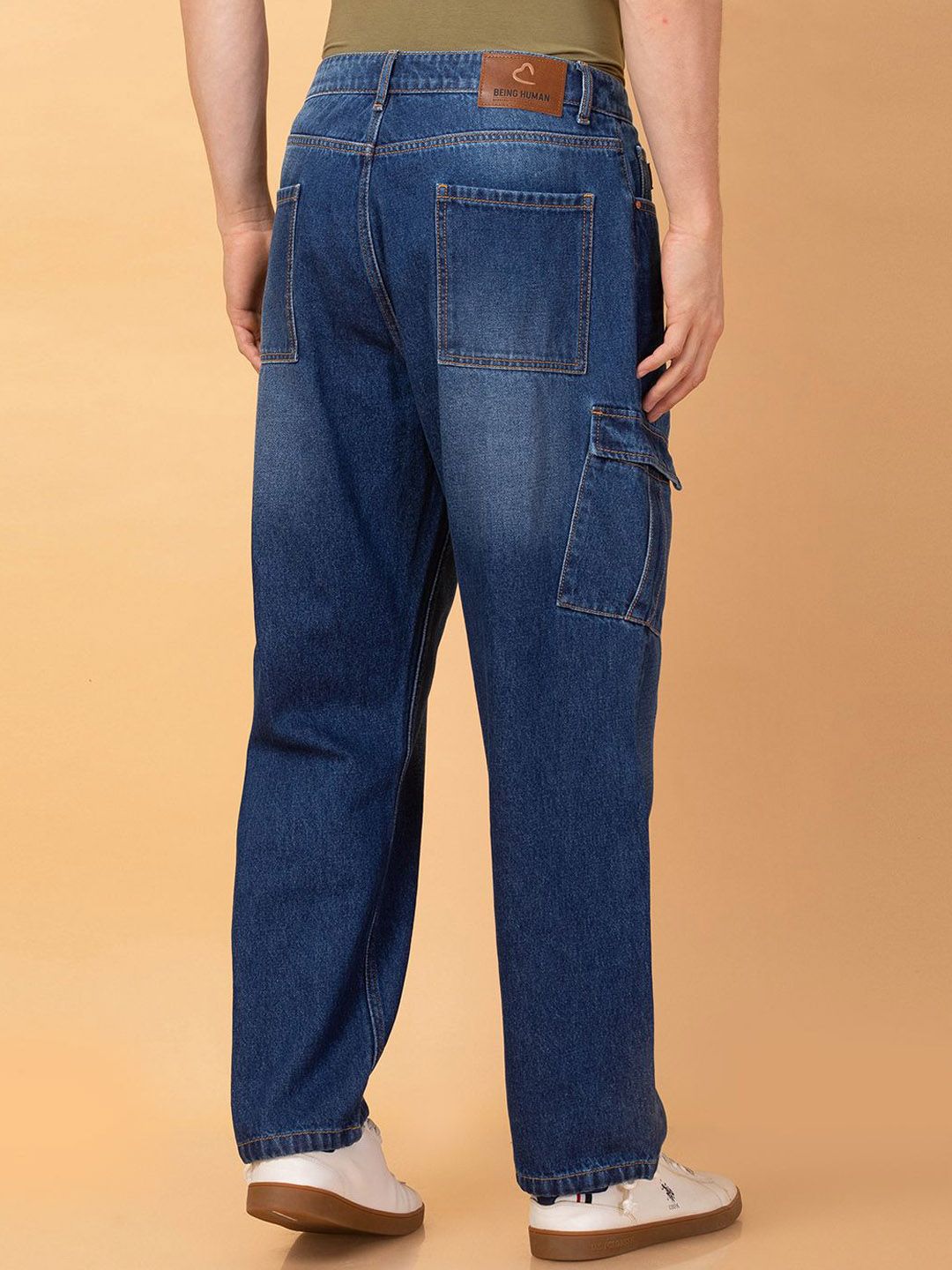Being Human Men Low Distress Light Fade Jeans