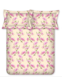 BOMBAY DYEING Pink & Beige Floral Pure Cotton 140 TC Queen Bedsheet Set 2.28 x 2.54 Mts