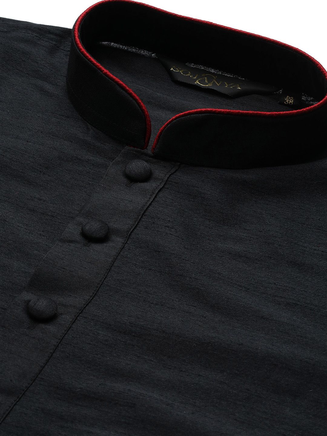 SOJANYA Lelaki Hitam Solid Kurta Lurus