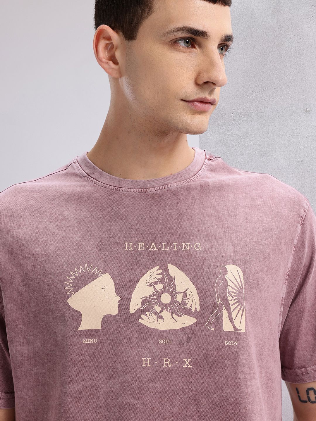 HRX by Hrithik Roshan Men Printed Pure Cotton Yoga T-shirt