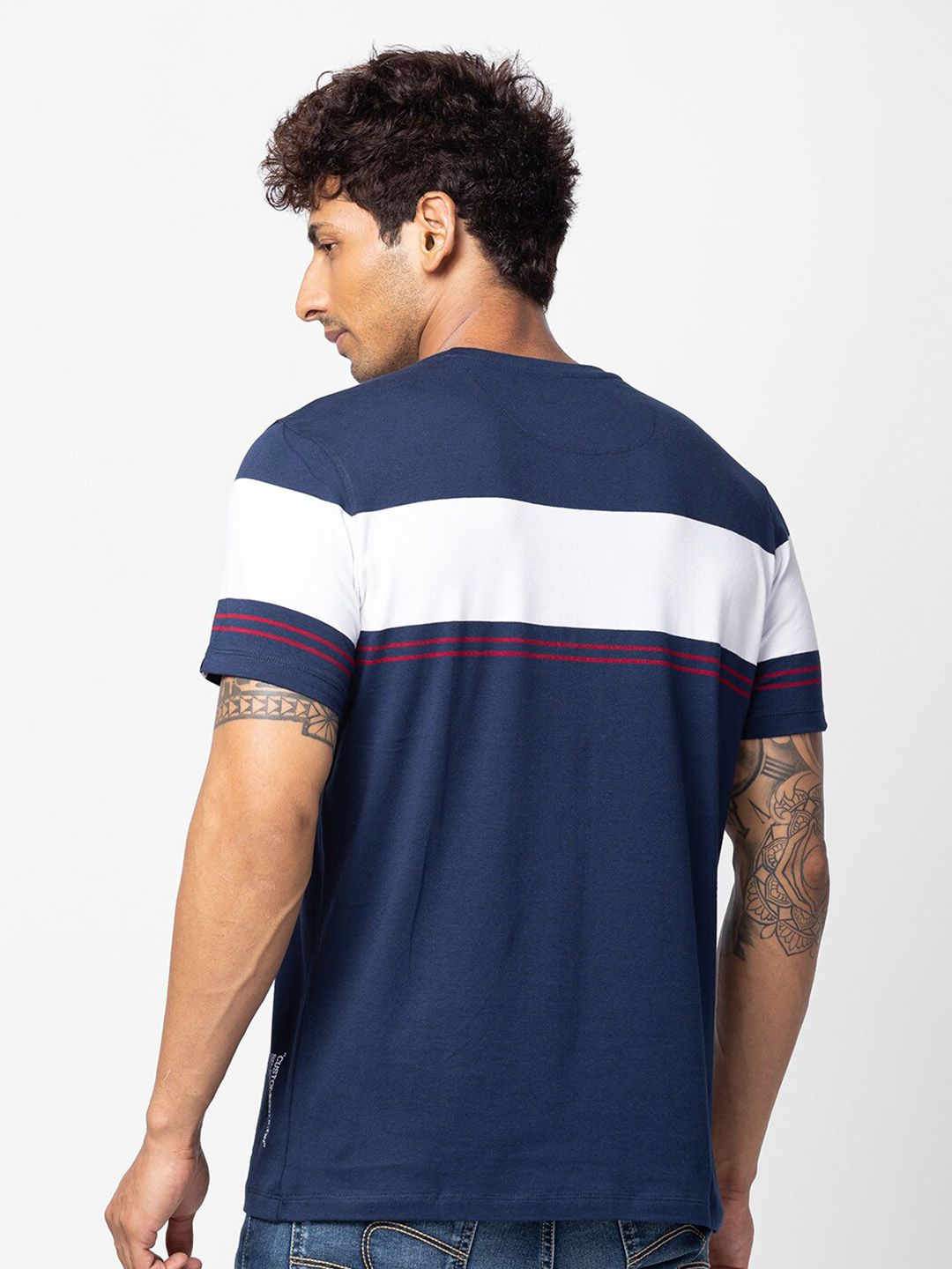 SPYKAR Men Colourblocked Cotton T-shirt