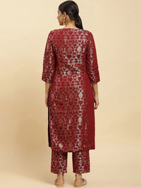 W Festive Floral Print Rayon Kurta With Straight Pant