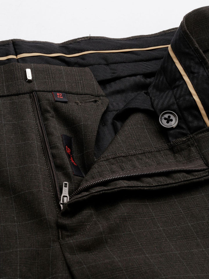 Raymond Men Checked Slim Fit Formal Trousers
