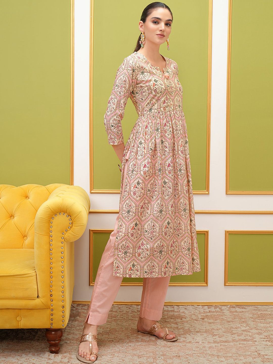 Vishudh Floral Printed Regular Kurta with Trousers & With Dupatta
