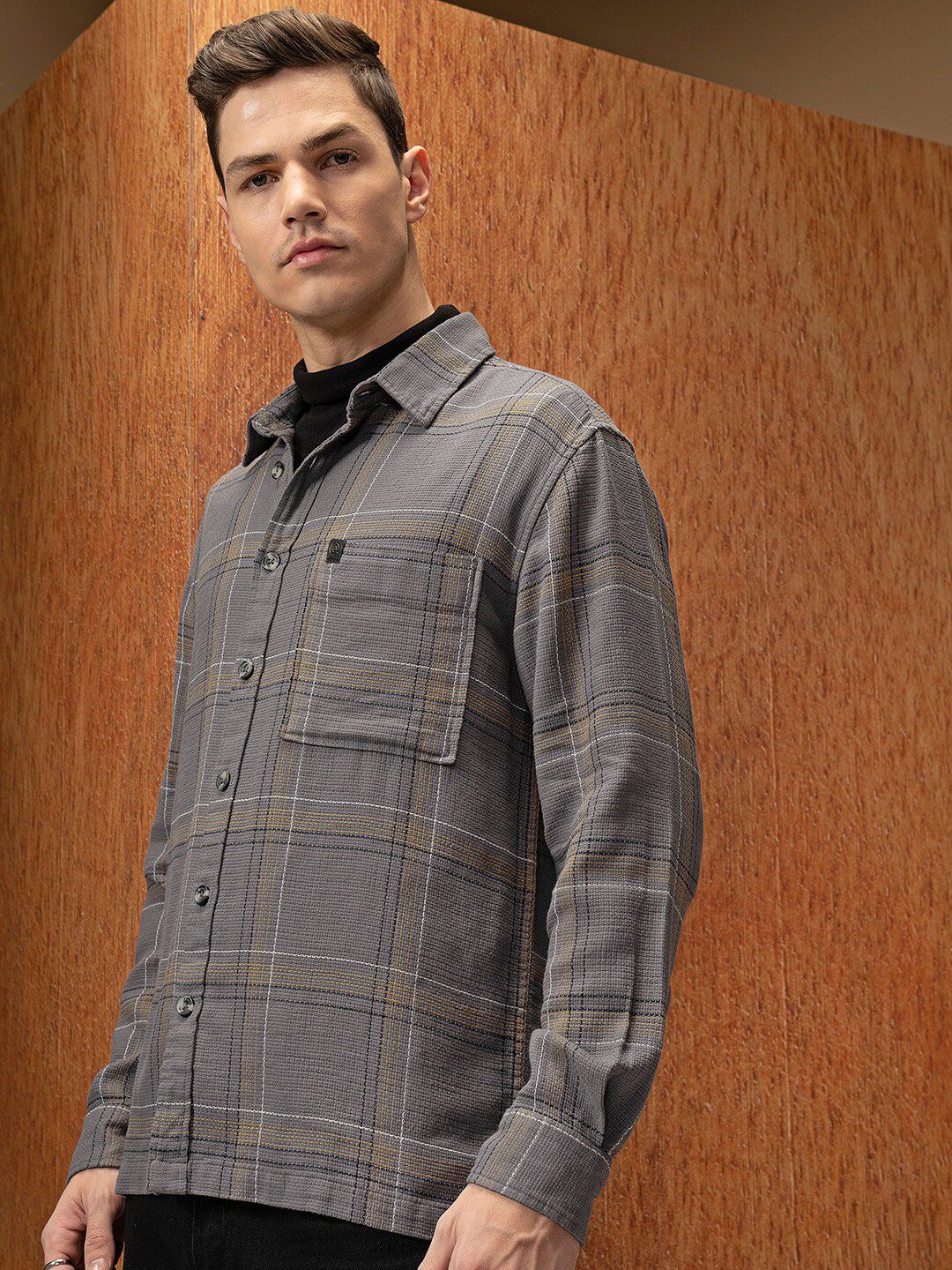 LOCOMOTIVE Premium Dobby Textured Checked Overshirt