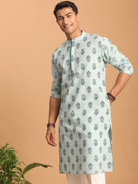 VASTRAMAY Men Ethnic Motifs Band Collar Thread Work Kurta