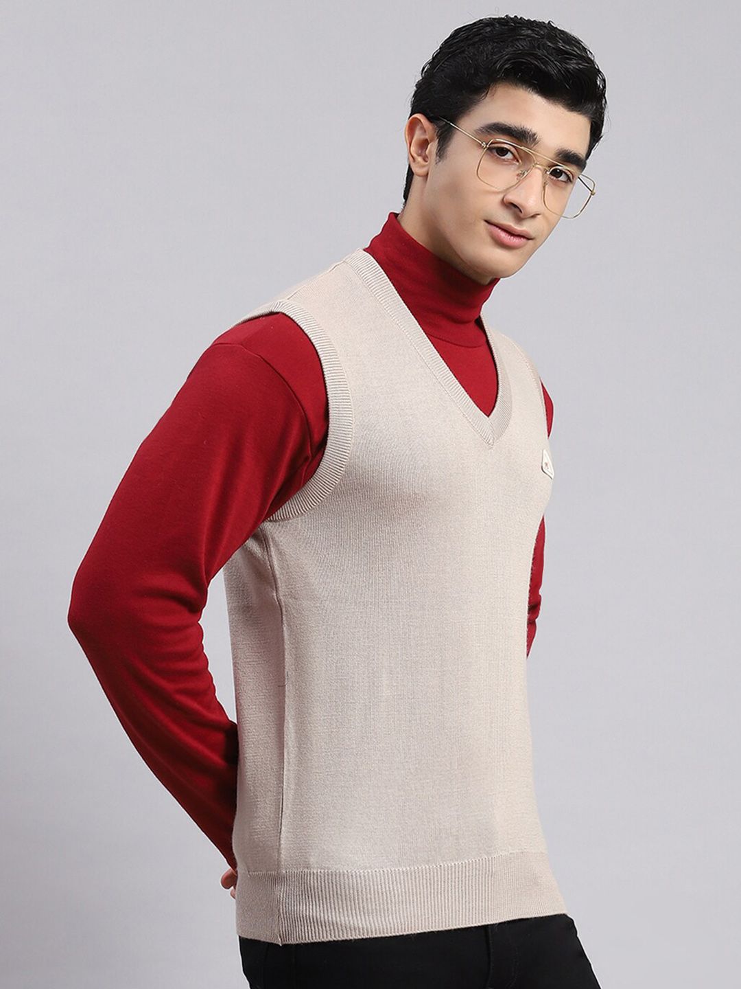 Monte Carlo V- Neck Ribbed Pure Woollen Sweater Vest