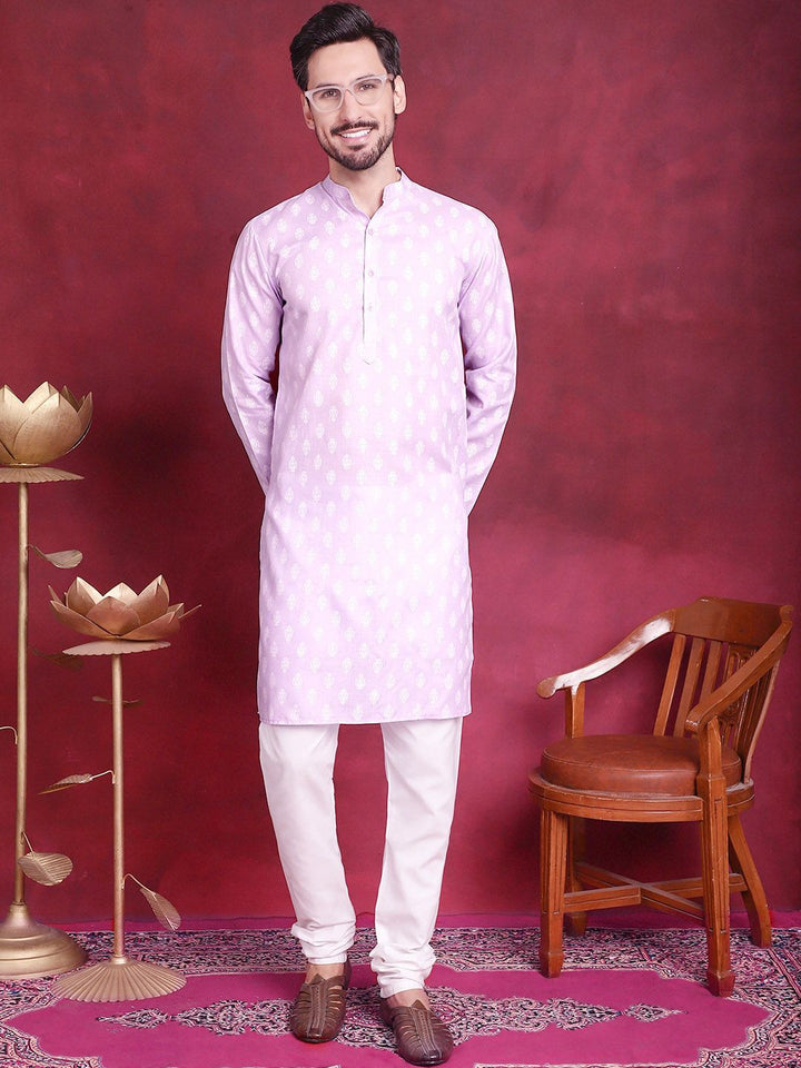 Jompers Ethnic Motifs Floral Printed Mandarin Collar Pure Cotton Kurta