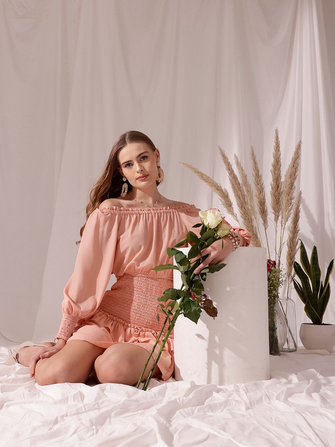 STREET 9 Off-Shoulder Georgette Sheath Maxi Dress