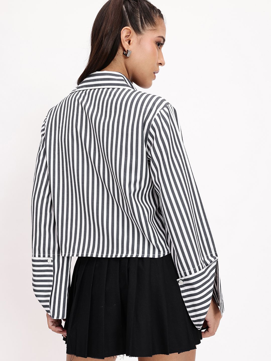 DressBerry Striped Story Slit Sleeves Season Shirt