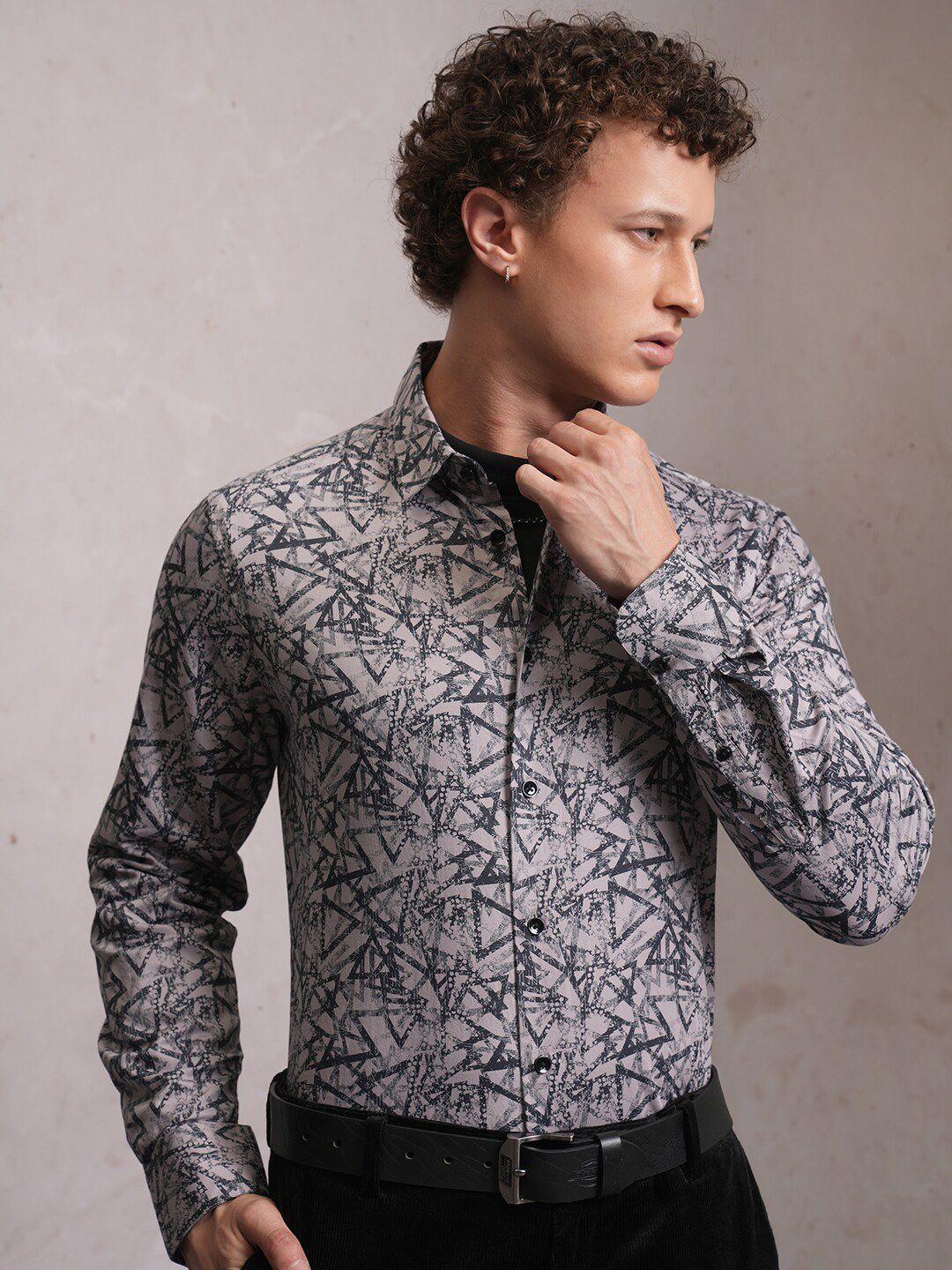 LOCOMOTIVE Luxe Satin Printed Party Shirt