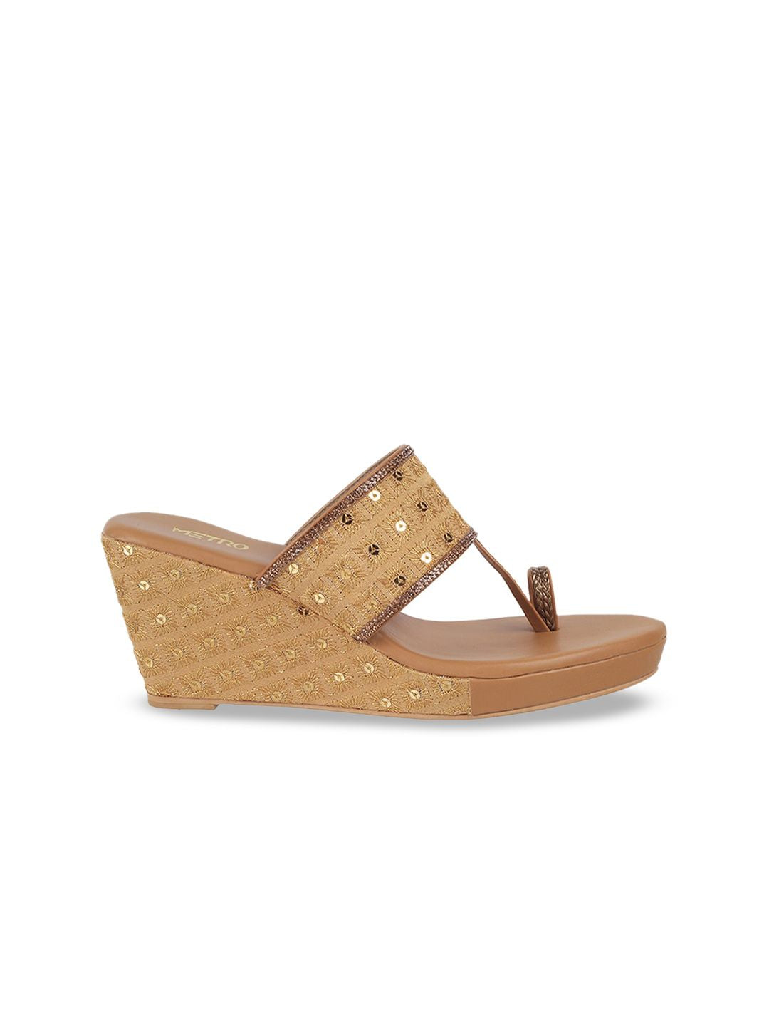 Metro Embellished One Toe Wedges