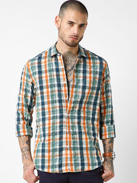 VASTRADO Men Classic Slim Fit Tartan Checks Checked Casual Shirt
