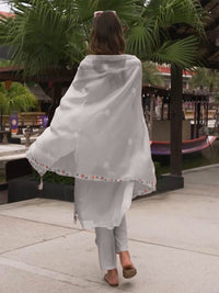 Indo Era Floral Embroidered Sequinned Straight Kurta with Trouser & Dupatta