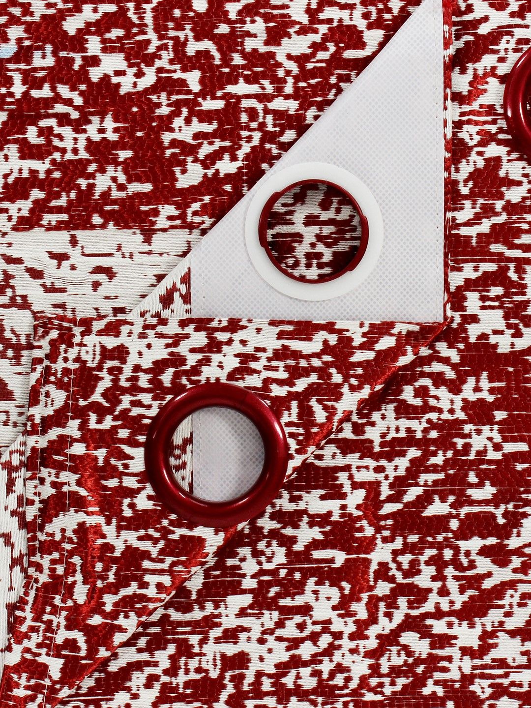 Story@home Maroon Single 300GSM Semi Blackout Jacquard Eyelet Ringtop Window Curtain