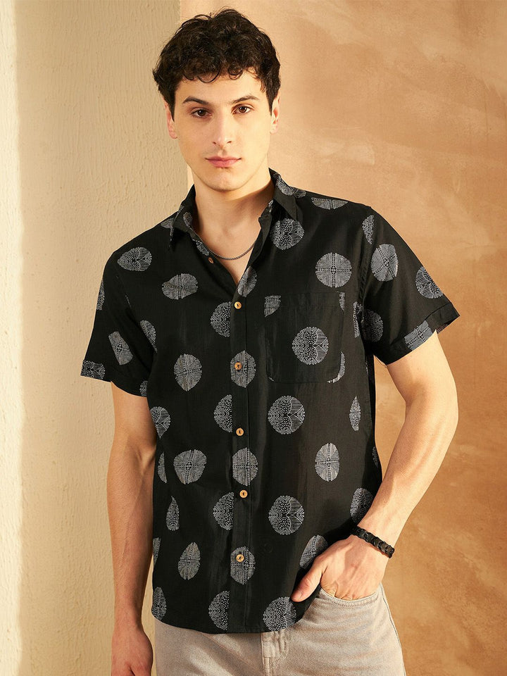 DENNISON Smart Ethnic Motifs Printed Spread Collar Cotton Lightweight Shirt