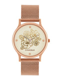 Teal oleh Chumbak Women White Brass Dail Dial & Rose Watch Analogi berlapis Emas