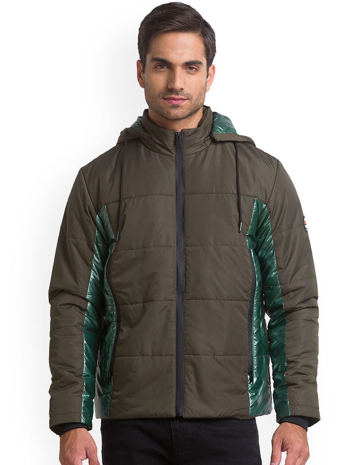 Being Human Men Olive Green Striped Longline Tailored Jacket