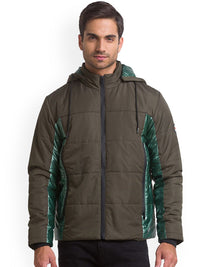 Being Human Men Olive Green Striped Longline Tailored Jacket