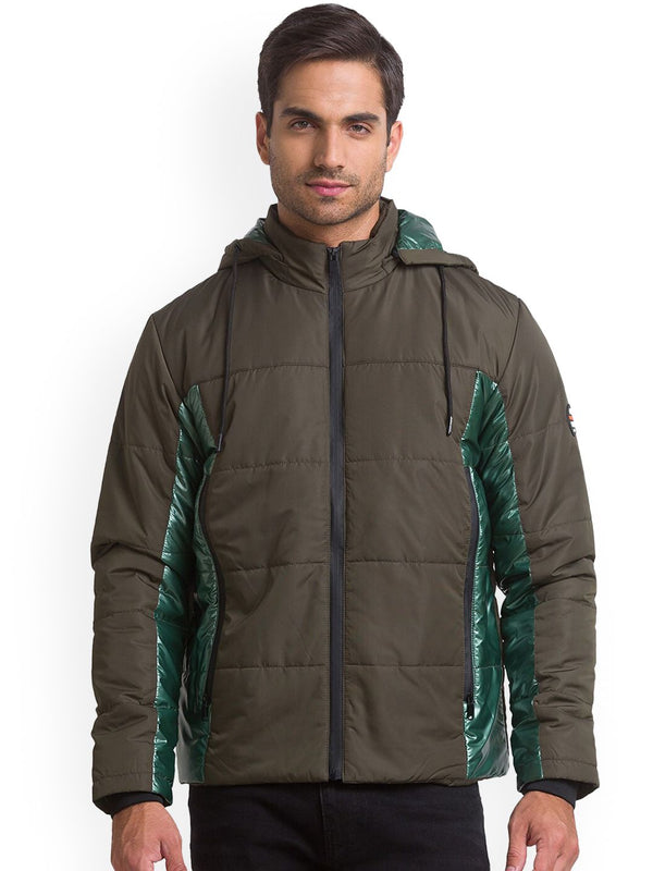 Being Human Men Olive Green Striped Longline Tailored Jacket