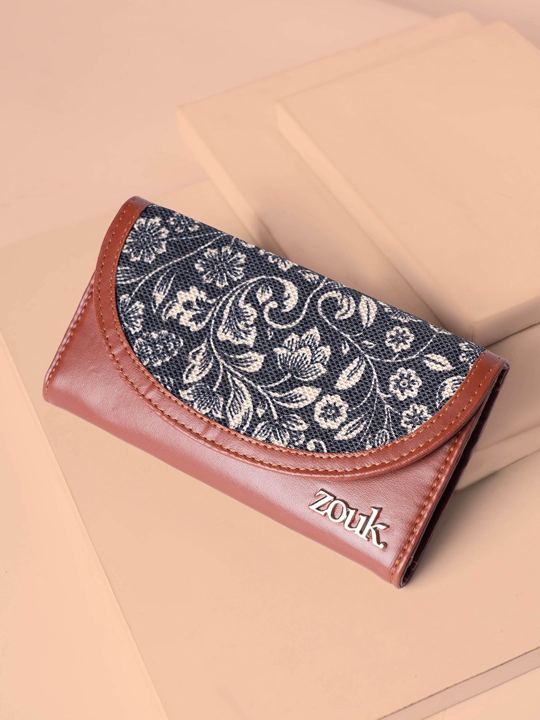 ZOUK Women Ethnic Motifs Printed Leather Card Holder FloMotif Kyra Flap Wallet
