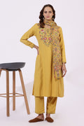 W Floral Embroidered Sequinned V-Neck A-Line Kurta With Trousers & Dupatta