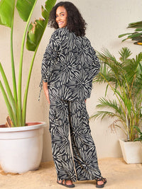 SASSAFRAS Black & White Abstract Print Shirt & Cargo Trousers