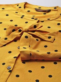 DressBerry Yellow & Black Print Shirt Style Top