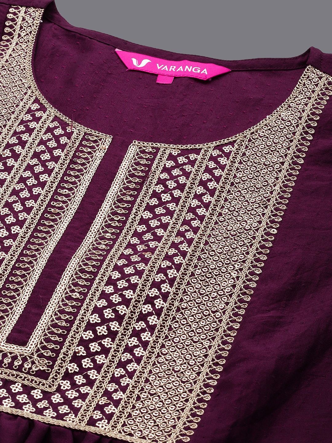 Varanga Ethnic Motifs Yoke Design Zari Sequined Kurta with Trousers & Dupatta