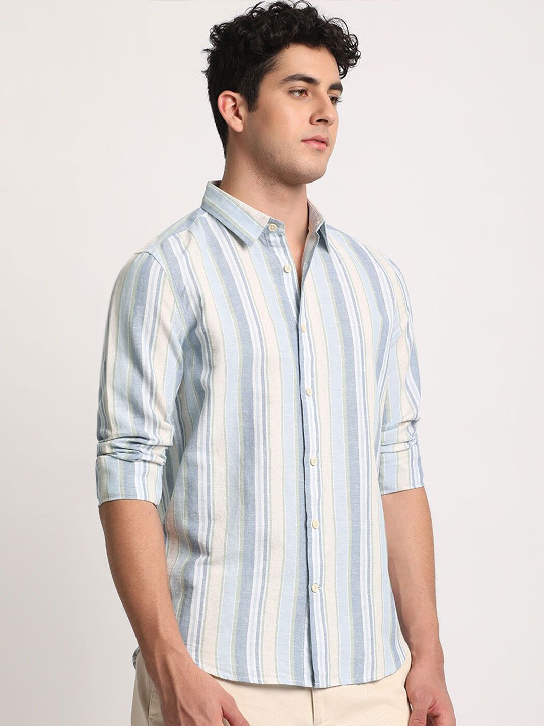 THE BEAR HOUSE Men Striped Slim Fit Spread Collar Casual Shirts