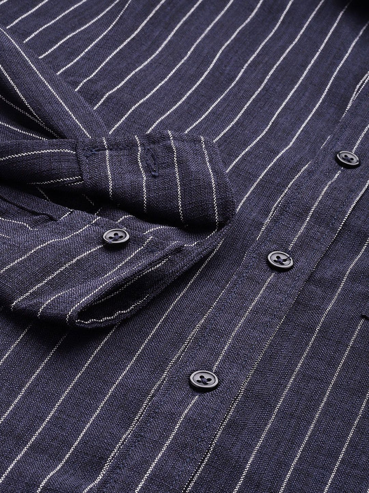The Indian Garage Co Slim Fit Vertical Striped Casual Shirt