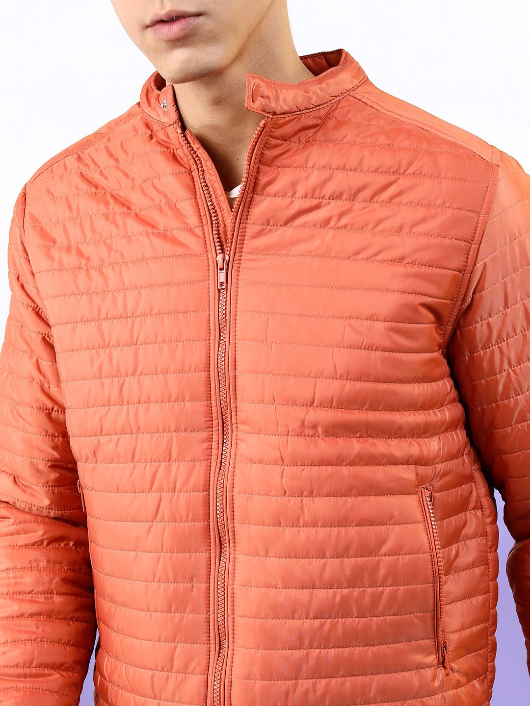 HIGHLANDER Men Rust Striped Padded Jacket