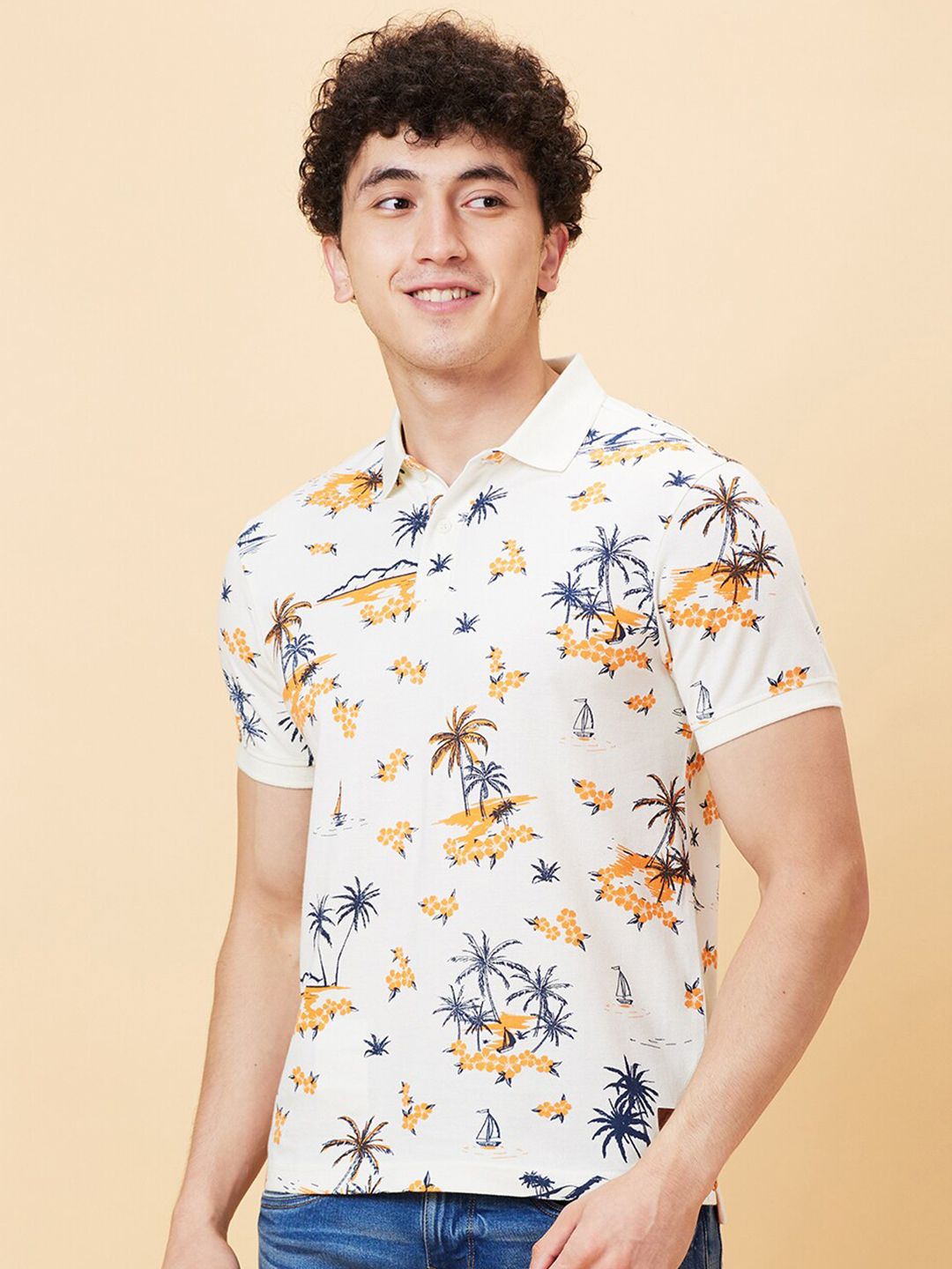 Being Human Tropical Printed Polo Collar Polo Collar T-shirt